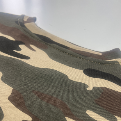 "STOP HATING" Urban Camouflage Cropped Oversized Shirt Streetwear Boxy Unisex Top