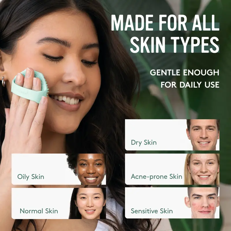 Silicone Facial Cleansing Brush – Antimicrobial Face Scrubber for Deep Pore Cleansing, Gentle Exfoliation & Dead Skin Removal