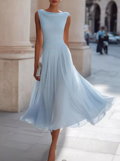 Full Size Sleeveless Cowl Neck Midi Dress