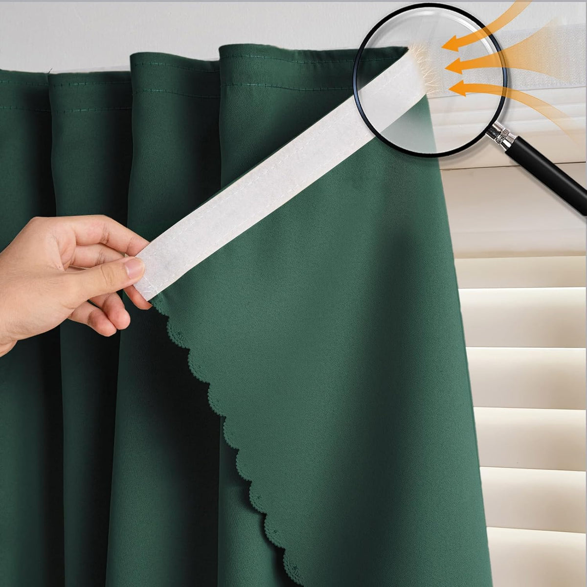 Blackout Window Curtain Panel with Magic Tape, Easy-Install Light Blocking Privacy Curtain for Bedroom, Living Room, Kitchen, Nursery, Office & Apartment, Removable Reusable Window Cover for Better Sleep, Home Privacy & Party Decoration