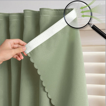 Blackout Window Curtain Panel with Magic Tape, Easy-Install Light Blocking Privacy Curtain for Bedroom, Living Room, Kitchen, Nursery, Office & Apartment, Removable Reusable Window Cover for Better Sleep, Home Privacy & Party Decoration