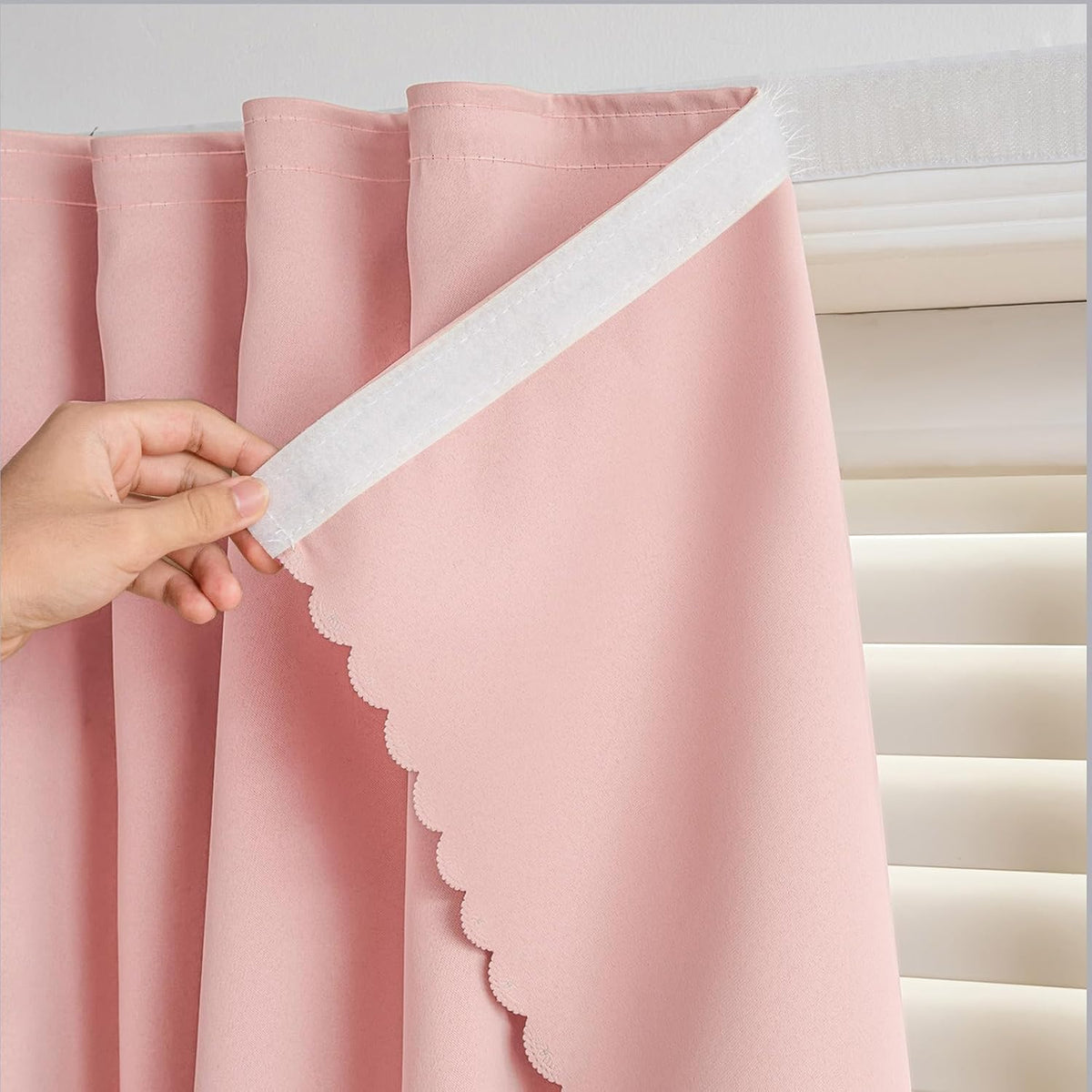 Blackout Window Curtain Panel with Magic Tape, Easy-Install Light Blocking Privacy Curtain for Bedroom, Living Room, Kitchen, Nursery, Office & Apartment, Removable Reusable Window Cover for Better Sleep, Home Privacy & Party Decoration
