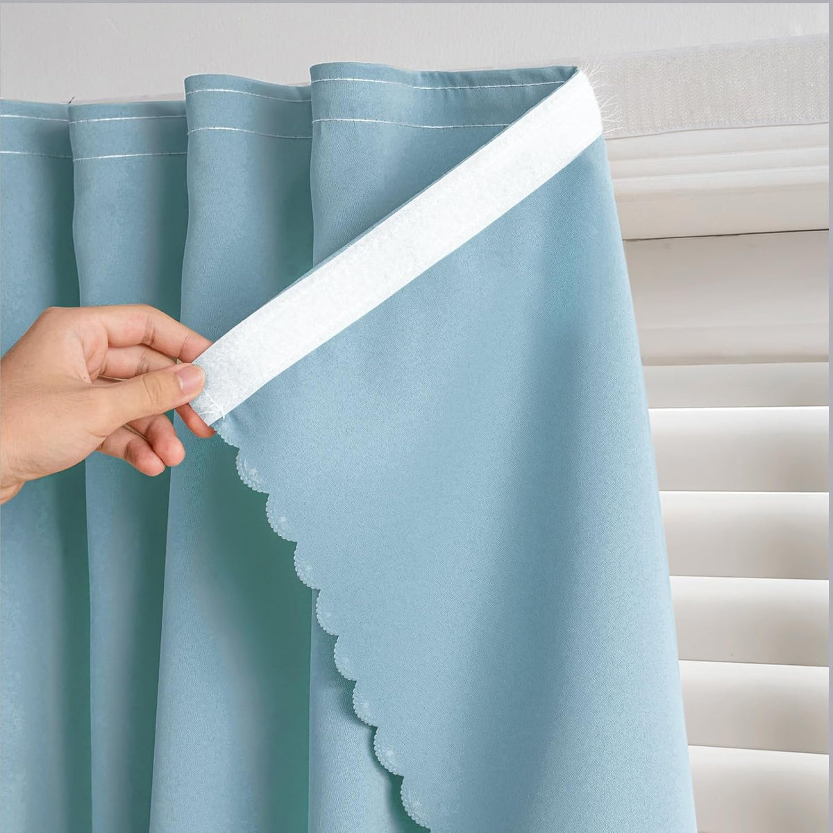Blackout Window Curtain Panel with Magic Tape, Easy-Install Light Blocking Privacy Curtain for Bedroom, Living Room, Kitchen, Nursery, Office & Apartment, Removable Reusable Window Cover for Better Sleep, Home Privacy & Party Decoration