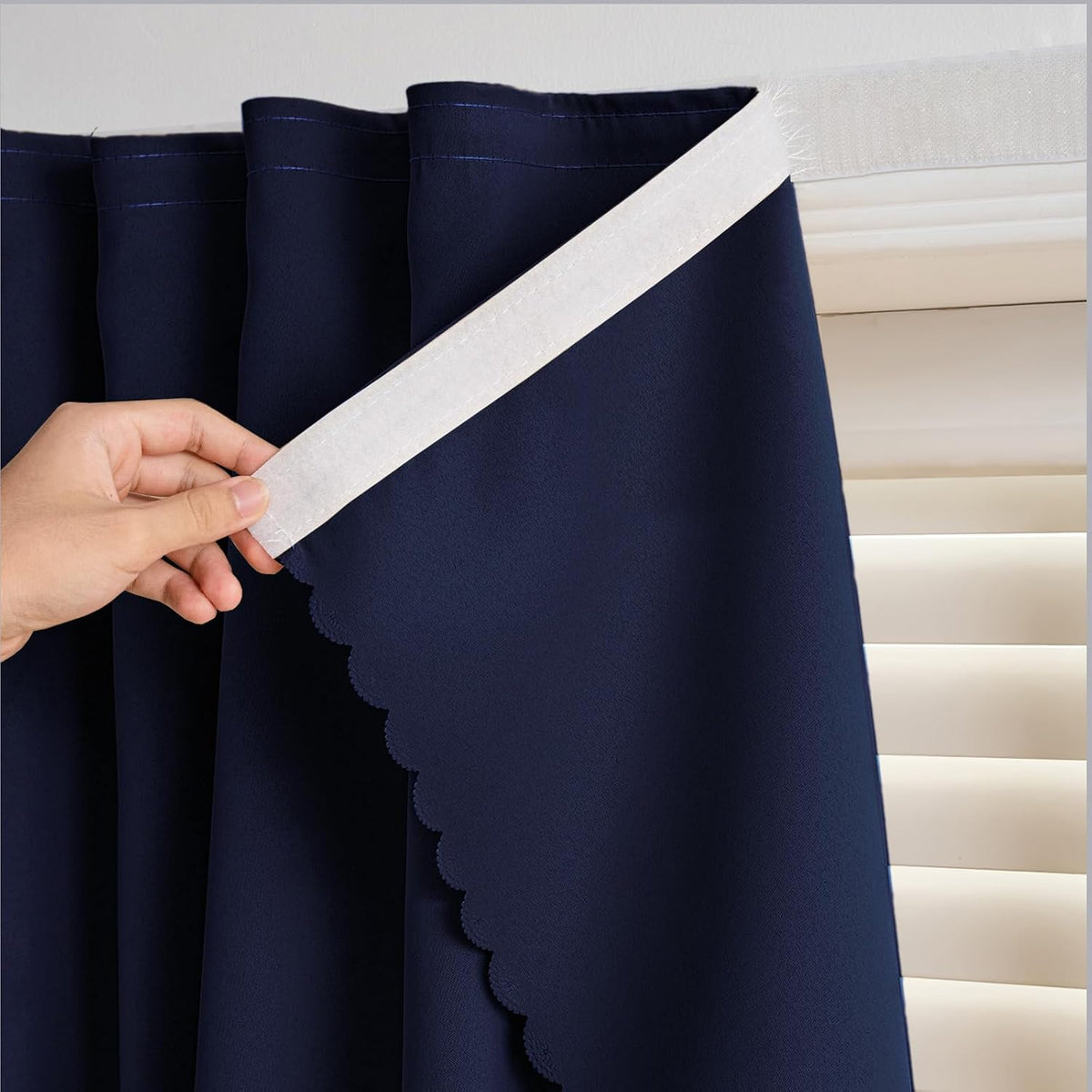 Blackout Window Curtain Panel with Magic Tape, Easy-Install Light Blocking Privacy Curtain for Bedroom, Living Room, Kitchen, Nursery, Office & Apartment, Removable Reusable Window Cover for Better Sleep, Home Privacy & Party Decoration