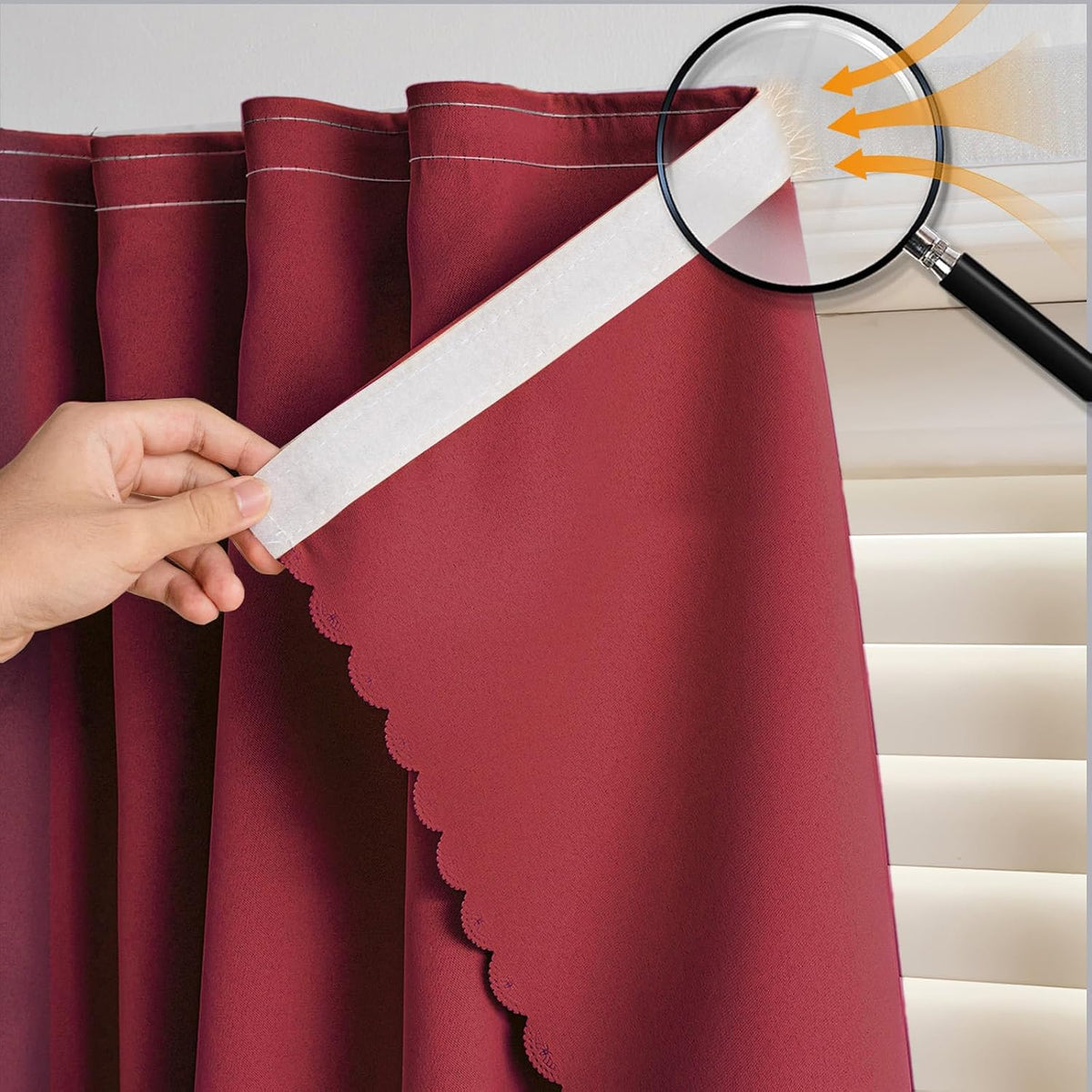 Blackout Window Curtain Panel with Magic Tape, Easy-Install Light Blocking Privacy Curtain for Bedroom, Living Room, Kitchen, Nursery, Office & Apartment, Removable Reusable Window Cover for Better Sleep, Home Privacy & Party Decoration