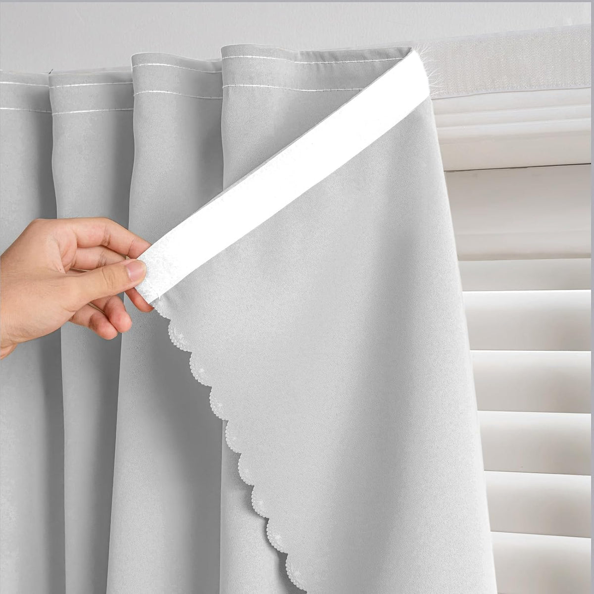 Blackout Window Curtain Panel with Magic Tape, Easy-Install Light Blocking Privacy Curtain for Bedroom, Living Room, Kitchen, Nursery, Office & Apartment, Removable Reusable Window Cover for Better Sleep, Home Privacy & Party Decoration