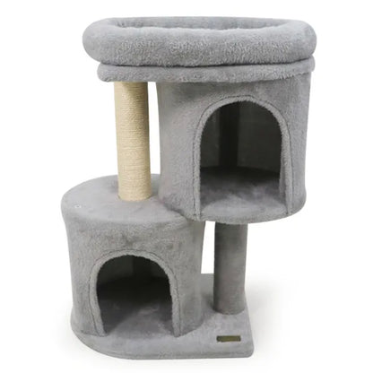 26" Compact Cat Tree With 2 Condos & Sisal Scratching Posts