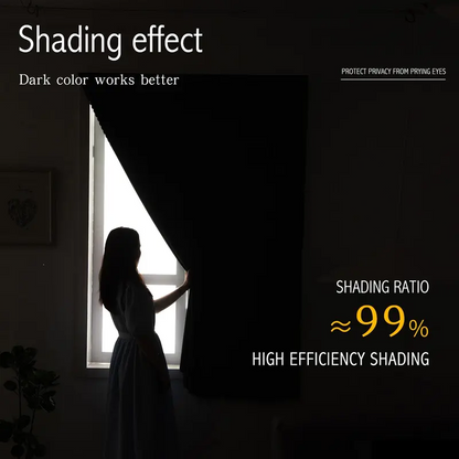 Blackout Window Curtain Panel with Magic Tape, Easy-Install Light Blocking Privacy Curtain for Bedroom, Living Room, Kitchen, Nursery, Office & Apartment, Removable Reusable Window Cover for Better Sleep, Home Privacy & Party Decoration