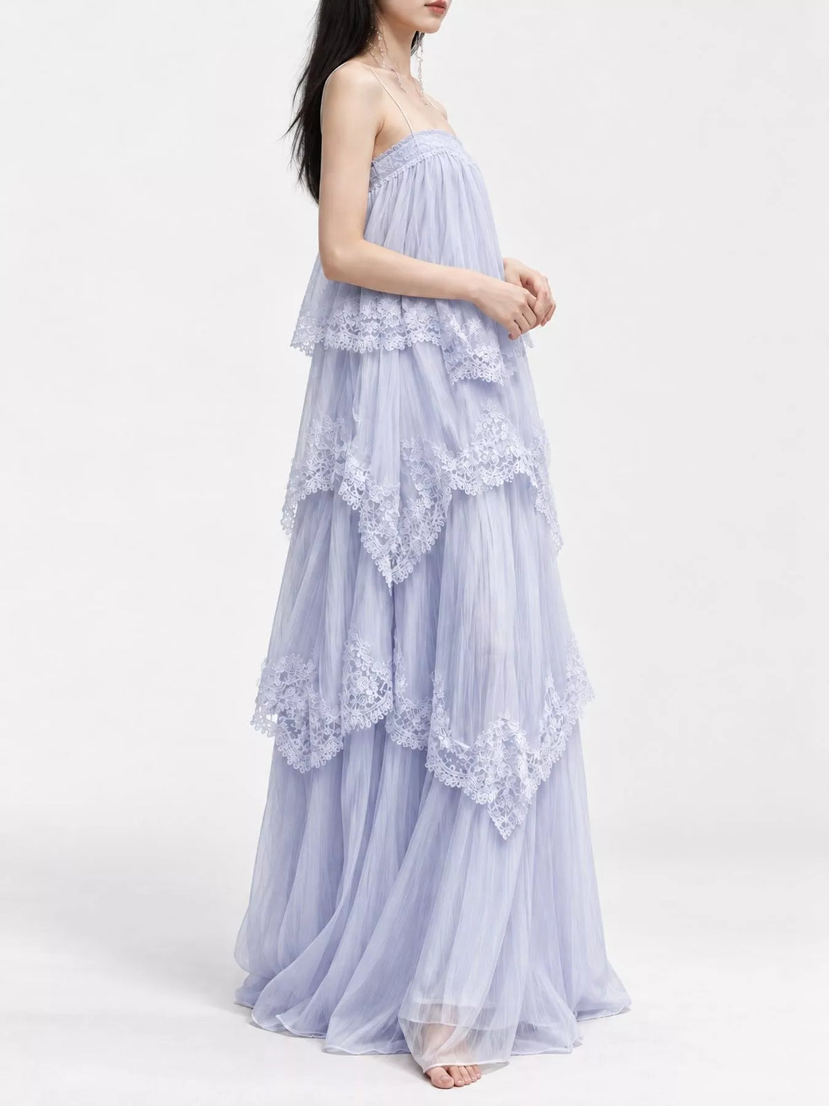 Layered Lace Tulle Maxi Dress