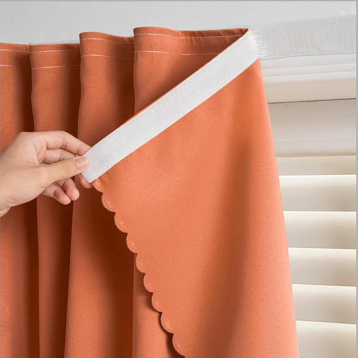 Blackout Window Curtain Panel with Magic Tape, Easy-Install Light Blocking Privacy Curtain for Bedroom, Living Room, Kitchen, Nursery, Office & Apartment, Removable Reusable Window Cover for Better Sleep, Home Privacy & Party Decoration