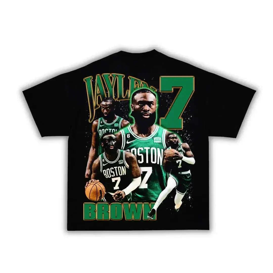 Jaylen Brown Boxy Vintage Graphic Shirt Basketball Oversized Retro Celtic Tee Streetwear Y2K
