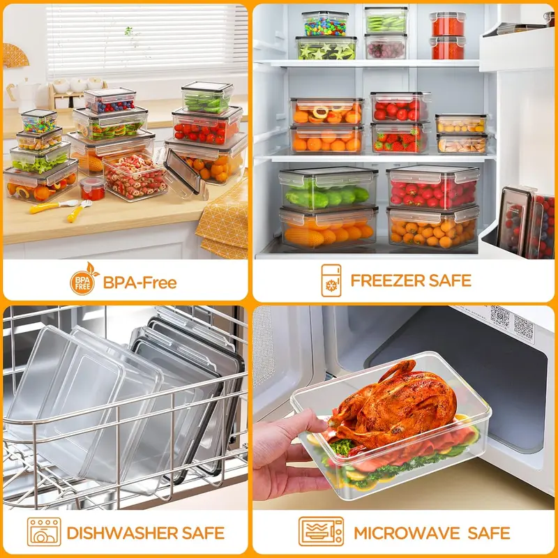 40-Piece Airtight Food Storage Containers with Lids, BPA-Free Stackable Kitchen Storage Organizer Set