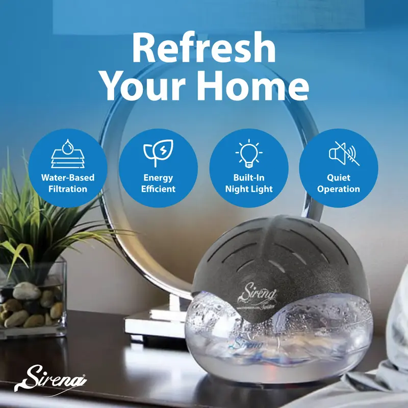 7-Color Water Air Purifier & Aroma Diffuser with LED Night Light, Multi-Function Air Washer for Home, Bedroom & Office
