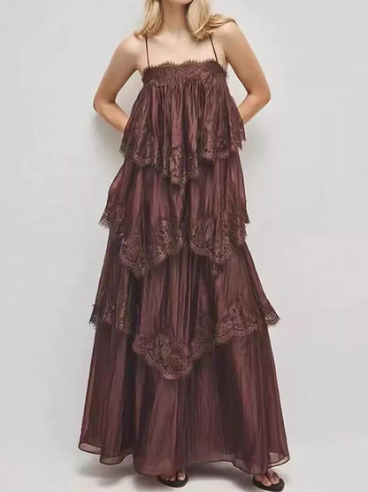Layered Lace Tulle Maxi Dress