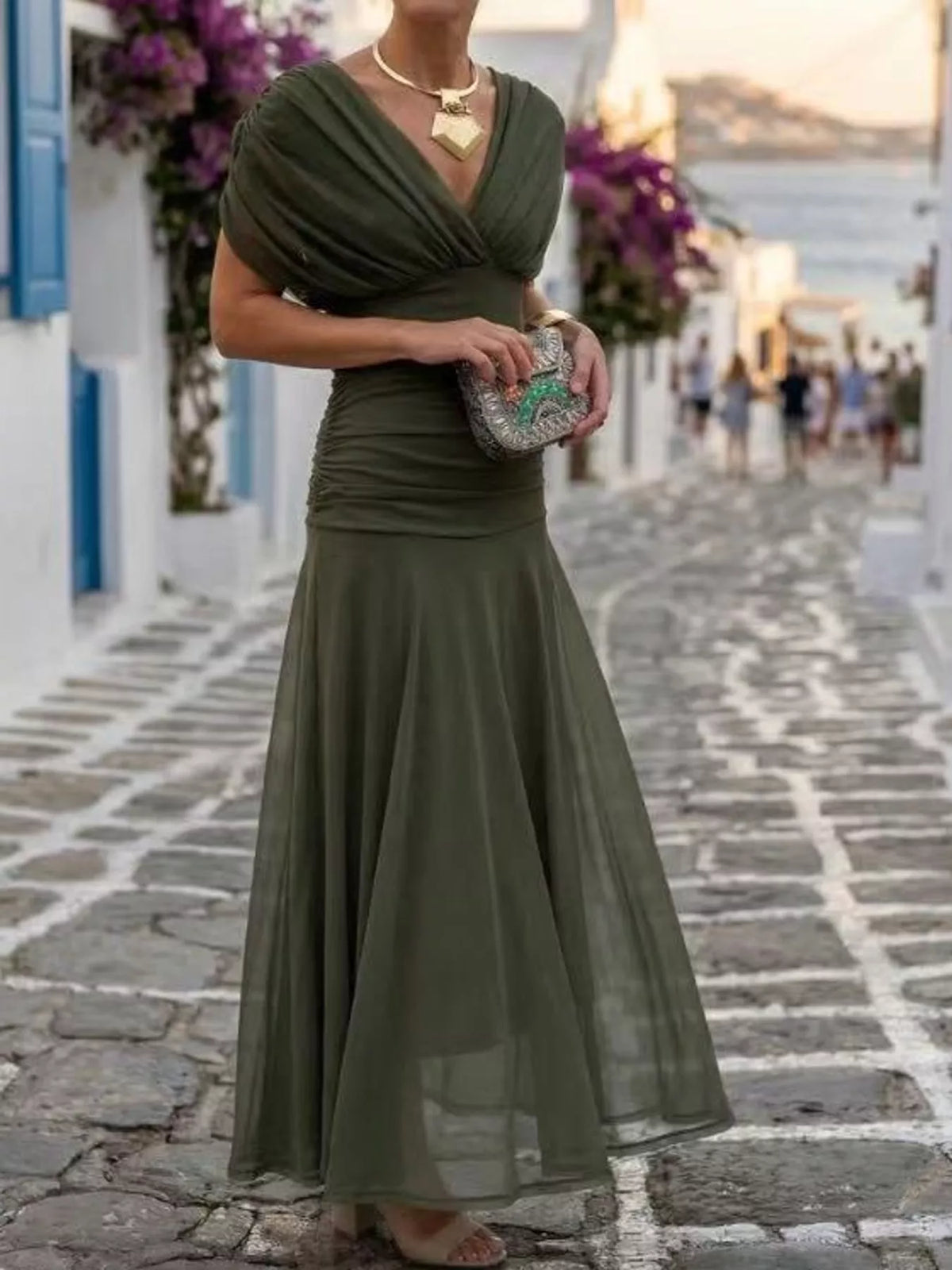 Full Size Off-Shoulder Ruched Maxi Dress