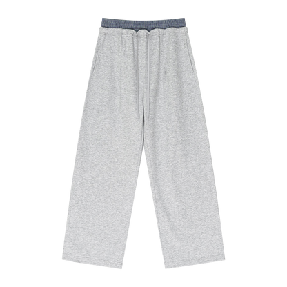 Blue Boxer Plaid Double Waist Sweatpants Streetwear Fashion Y2K Pants
