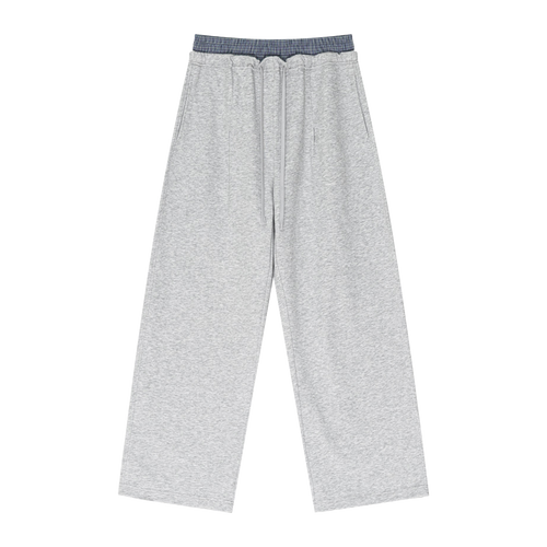 Blue Boxer Plaid Double Waist Sweatpants Streetwear Fashion Y2K Pants