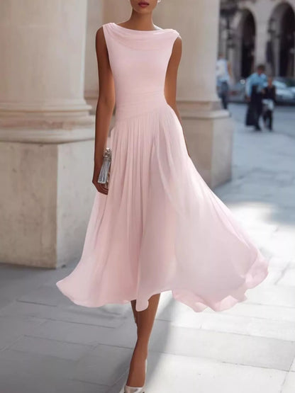 Full Size Sleeveless Cowl Neck Midi Dress