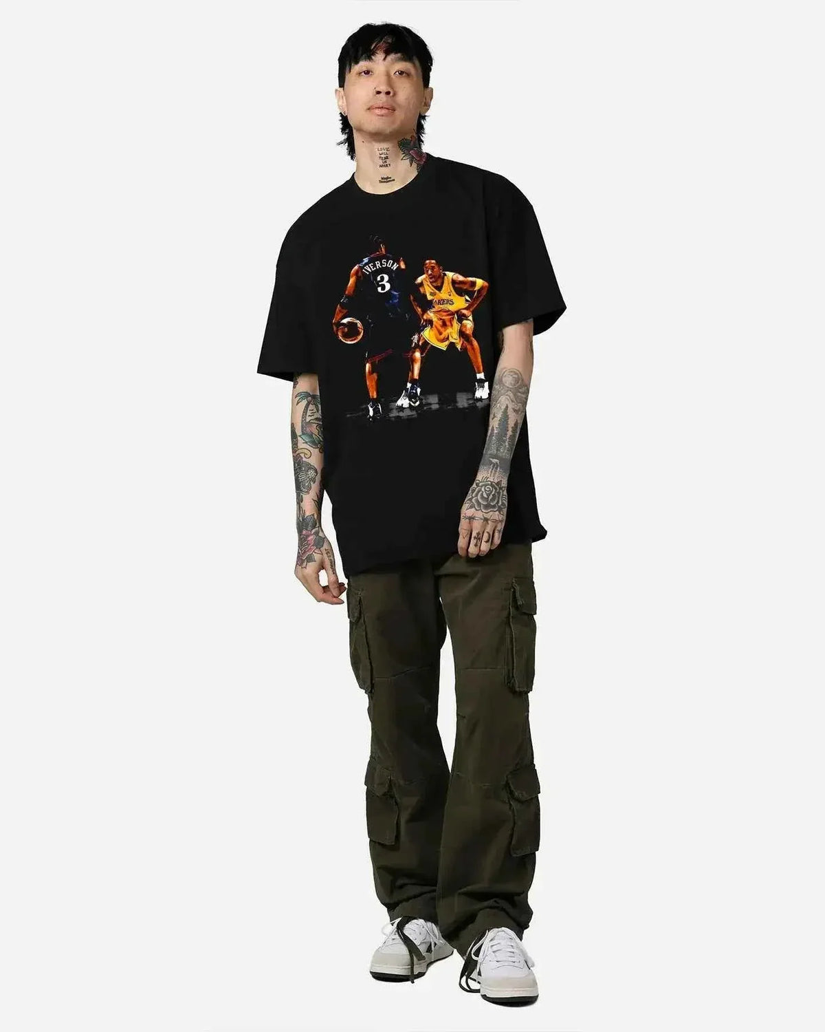 Iverson Vs Kobe Graphic Boxy Vintage T-Shirt Streetwear Shirt Y2K Basketball Oversized Tee