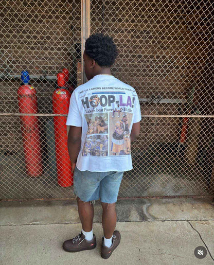 Kobe Bryant First At Last Newspaper Vintage Boxy Shirt Streetwear Y2K Oversized