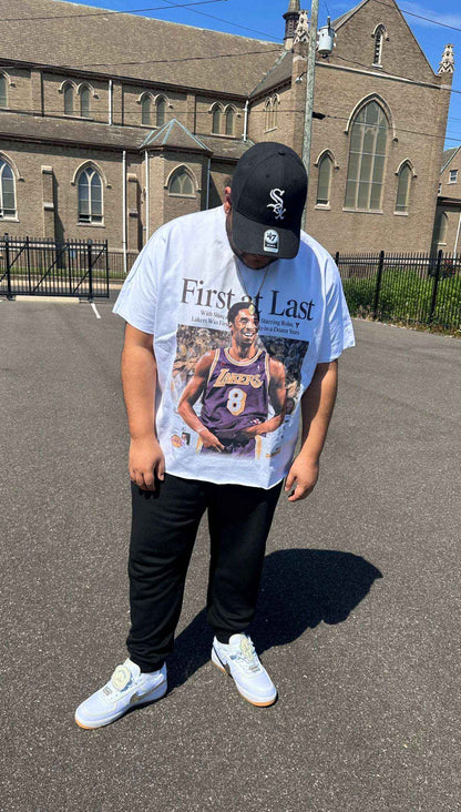 Kobe Bryant First At Last Newspaper Vintage Boxy Shirt Streetwear Y2K Oversized