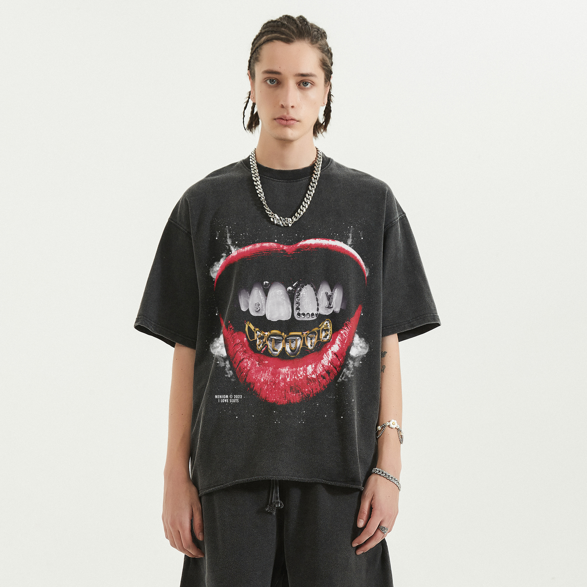 Love Grillz Vintage Oversized Boxy Shirt Streetwear Graphic Tee Y2K