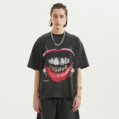 Love Grillz Vintage Oversized Boxy Shirt Streetwear Graphic Tee Y2K
