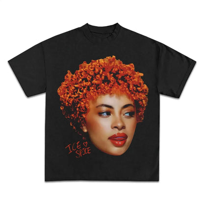 Ice Spice Big Head Boxy Vintage Shirt Graphic Music Oversized Tee Streetwear Y2K Hip Hop