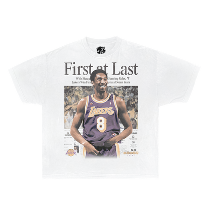 Kobe Bryant First At Last Newspaper Vintage Boxy Shirt Streetwear Y2K Oversized