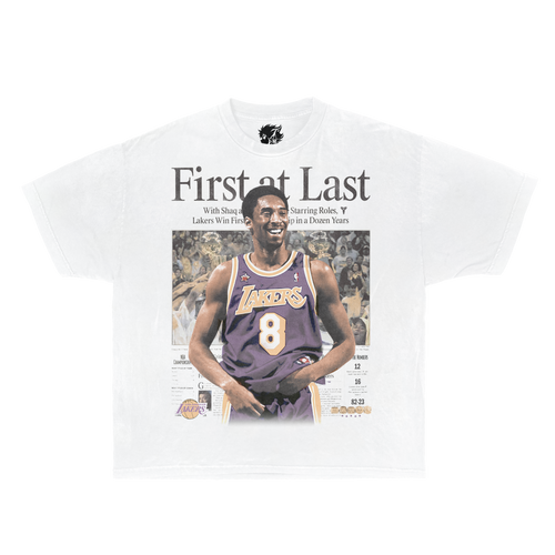 Kobe Bryant First At Last Newspaper Vintage Boxy Shirt Streetwear Y2K Oversized