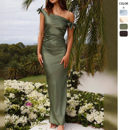Kimberley Asymmetric Bow Detail Maxi Dress