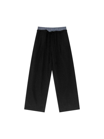 Blue Boxer Plaid Double Waist Sweatpants Streetwear Fashion Y2K Pants