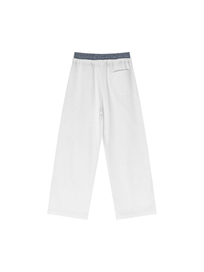 Blue Boxer Plaid Double Waist Sweatpants Streetwear Fashion Y2K Pants