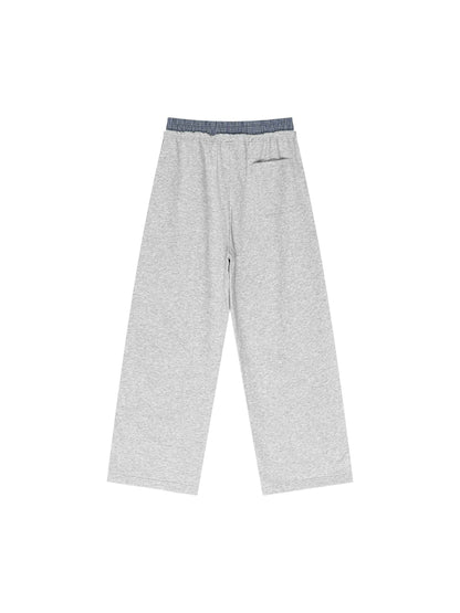 Blue Boxer Plaid Double Waist Sweatpants Streetwear Fashion Y2K Pants