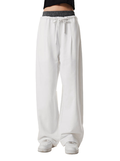 Blue Boxer Plaid Double Waist Sweatpants Streetwear Fashion Y2K Pants