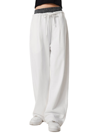 Blue Boxer Plaid Double Waist Sweatpants Streetwear Fashion Y2K Pants