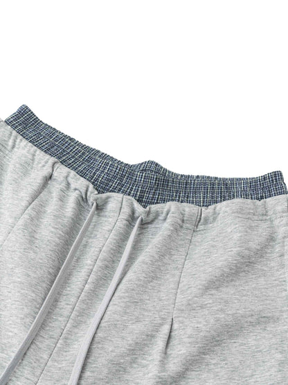 Blue Boxer Plaid Double Waist Sweatpants Streetwear Fashion Y2K Pants