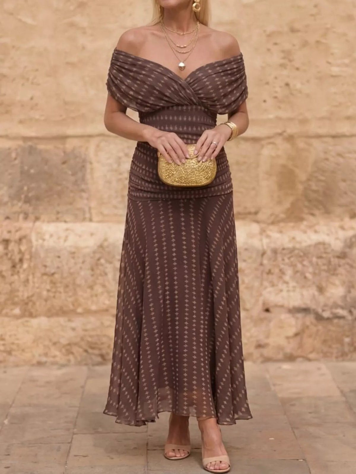 Full Size Off-Shoulder Ruched Maxi Dress