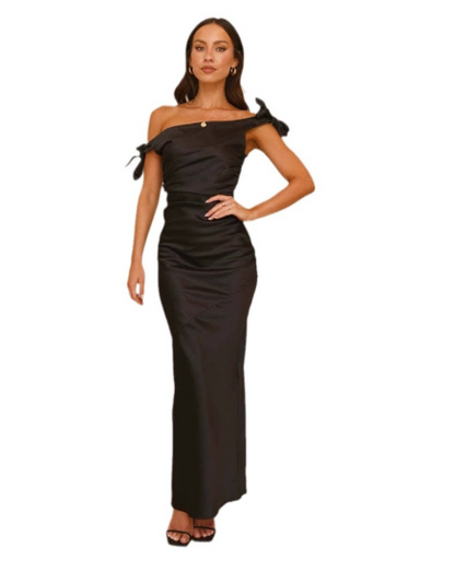 Kimberley Asymmetric Bow Detail Maxi Dress