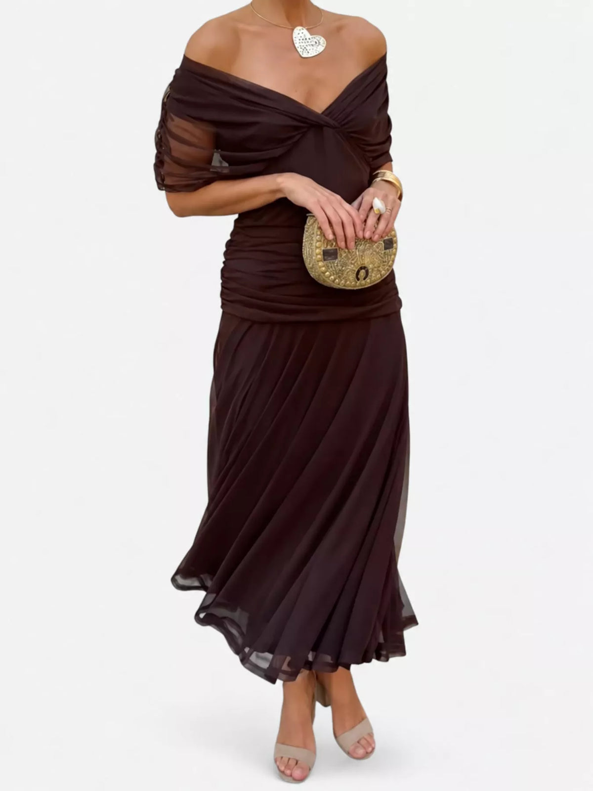 Full Size Off-Shoulder Ruched Maxi Dress