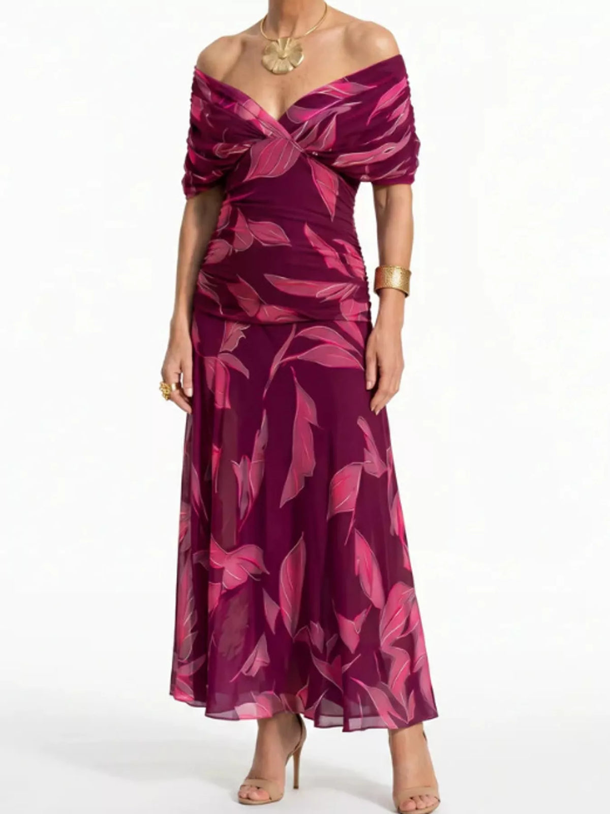 Full Size Off-Shoulder Ruched Maxi Dress