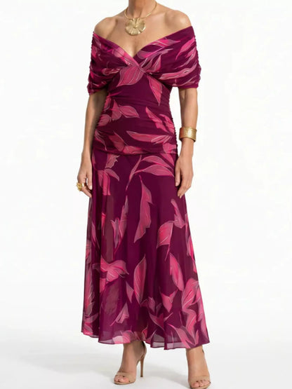 Full Size Off-Shoulder Ruched Maxi Dress