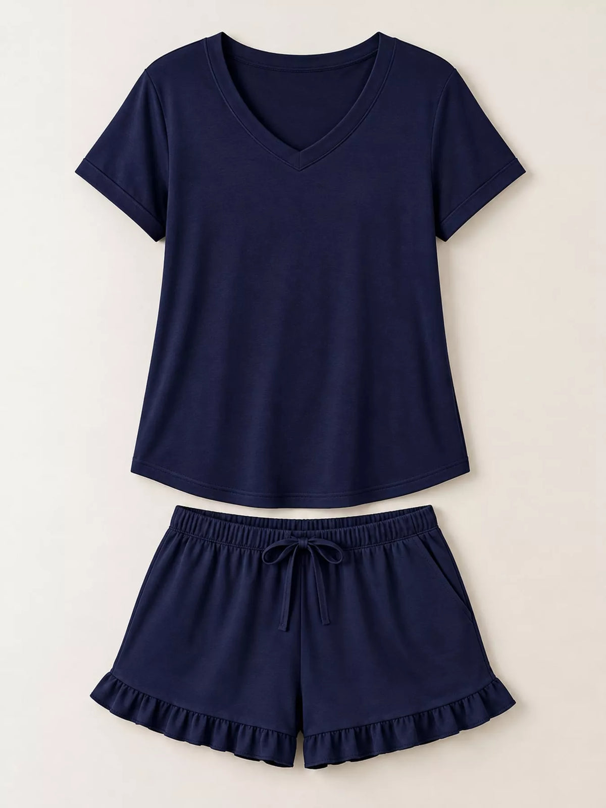 V-Neck Short Sleeve Lounge Set