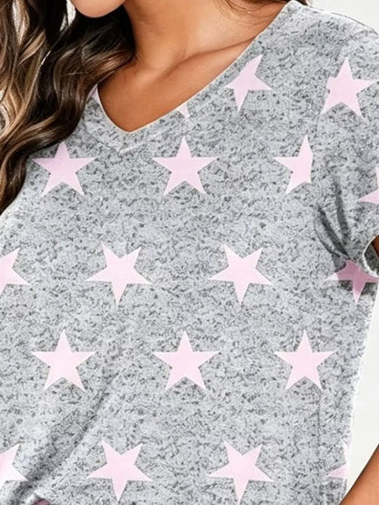 V-Neck Short Sleeve Lounge Set