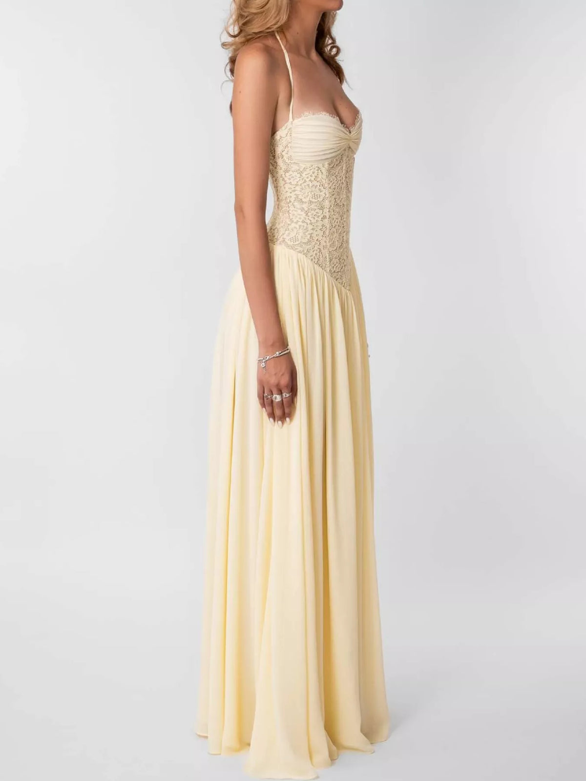 Lace Corset Halter Neck Maxi Dress