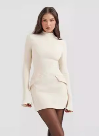 Imogen High-Neck Long Sleeve Mini Dress