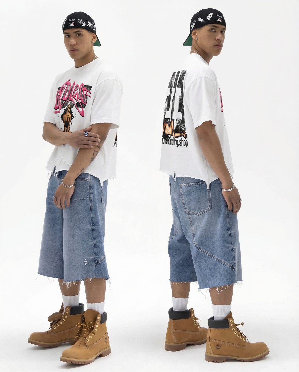 Endless Time Vintage Oversized Boxy T-shirt Streetwear Double Graphic Y2K