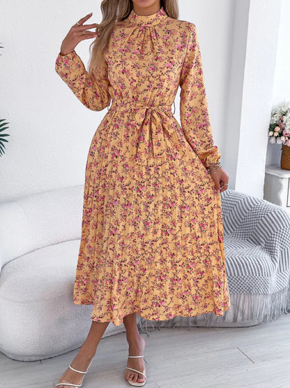 Floral Print Long Sleeve Midi Dress