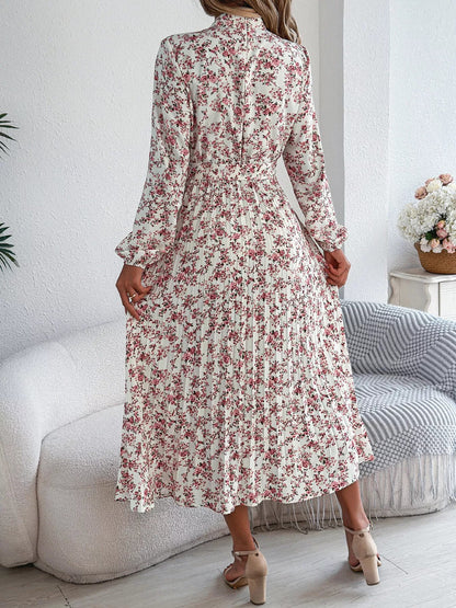 Floral Print Long Sleeve Midi Dress