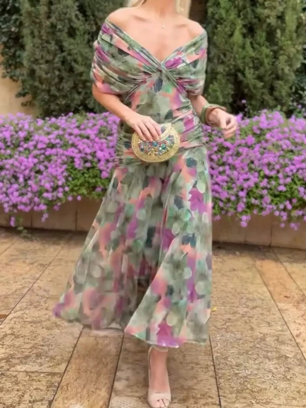 Full Size Off-Shoulder Ruched Maxi Dress